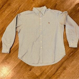 Ralph Lauren Green Blue Long Sleeve Plaid Shirt Button Up Classic Fit Sz…